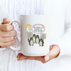 Heard Island Anti Trump 2025, penguins Against Tariffs Mug