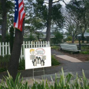 Heard Island Anti Trump 2025, penguins Against Tariffs Yard Sign