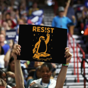 Resist Penguin Racerback, Funny Anti Trump Yard Sign